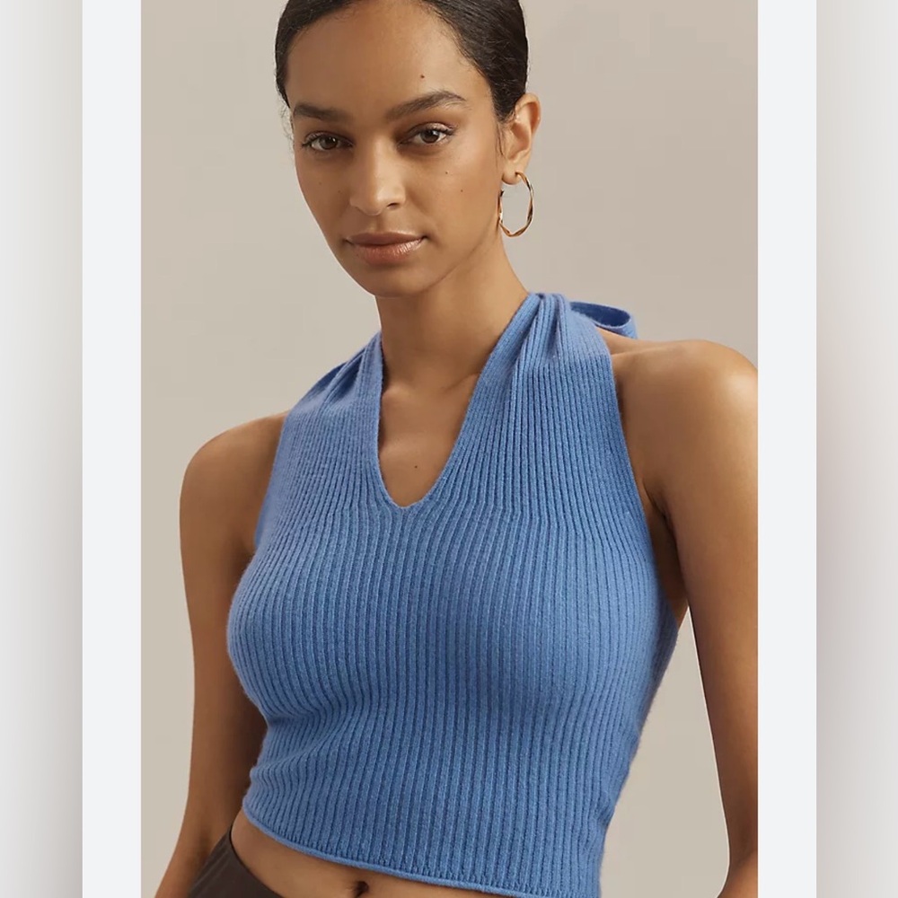Anthropologie cashmere Halter Crop Top